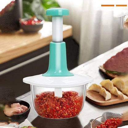 Manual Hand Push Chopper | Multi-functional Vegetable Meat Grinder, Grater, Chopper